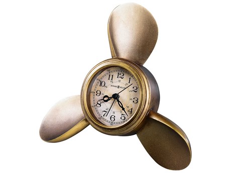 Howard Miller Propeller Alarm Antqiue Brass Table Clock