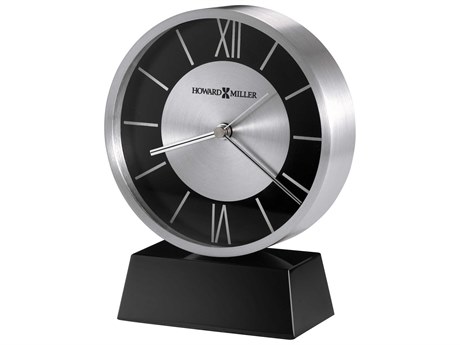 Howard Miller Davis Brushed Aluminum & Black Table Clock