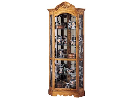 Howard Miller Wilshire Hardwood Golden Oak Curio Display Cabinet