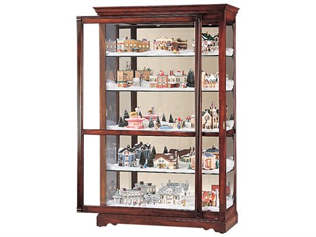 Howard Miller Townsend Hardwood Windsor Cherry Curio Display Cabinet