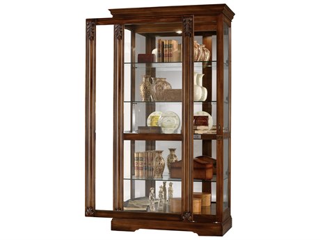 Howard Miller Andreus Cherry Wood Curio Display Cabinet
