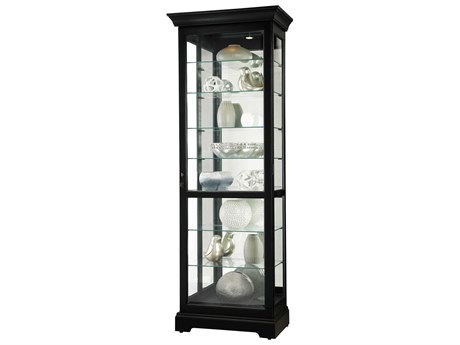 Howard Miller Chesterbrook Hardwood Black Satin Curio Display Cabinet