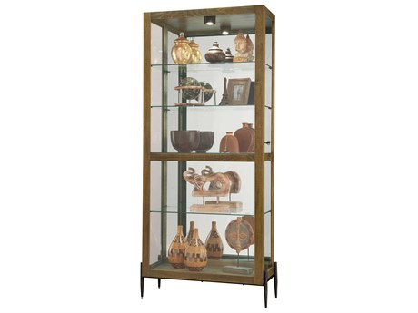 Howard Miller Hardwood Amber Brown Curio Display Cabinet