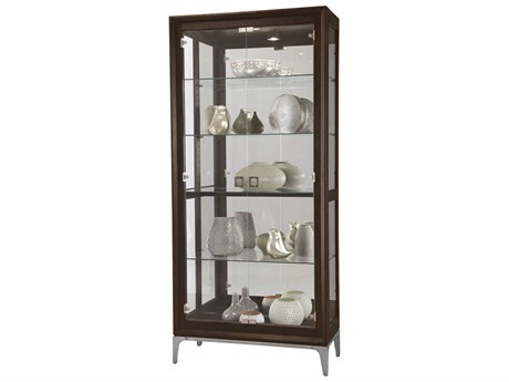Howard Miller Hardwood Aged Mocha Curio Display Cabinet