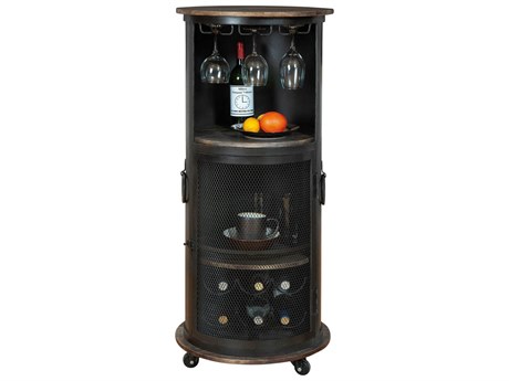 Howard Miller Solid Wood Aged Iron Black Wine Bar Cabinet