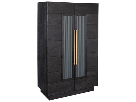 Howard Miller Satin Black Oak Bar Cabinet