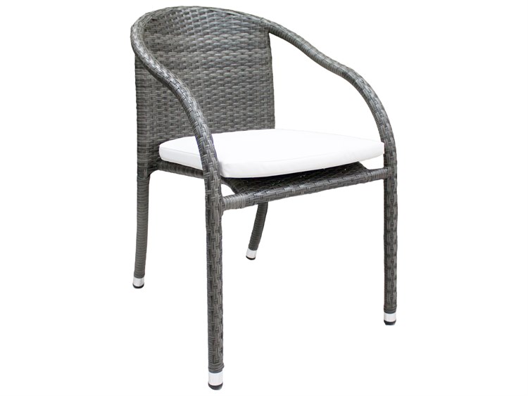 Hospitality Rattan Outdoor Ultra Grey Woven Stackable Dining Arm Chair