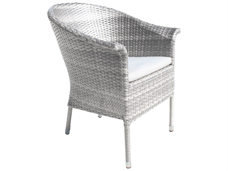Hospitality Rattan Outdoor Athens Whitewash Woven Dining Arm Chair