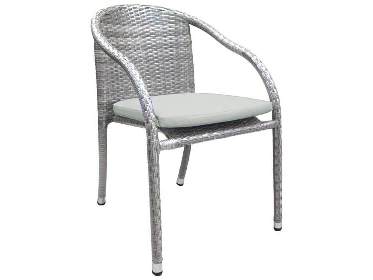 Hospitality Rattan Outdoor Athens Whitewash Woven Stackable Dining Arm Chair
