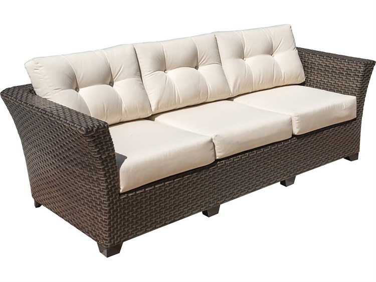 Hospitality Rattan Outdoor Fiji Dark Brown Wicker Sofa With Cushions