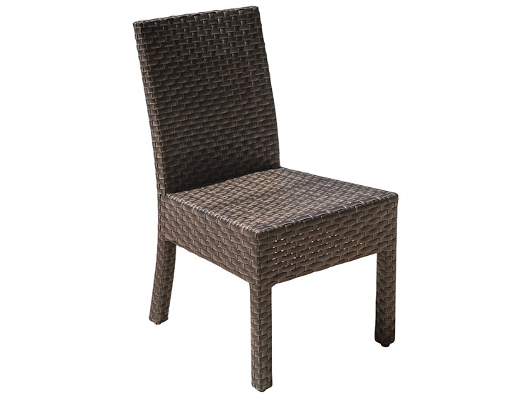 Hospitality Rattan Outdoor Fiji Dark Brown Wicker Stackable Dining Side Chair Hp9013347atqsc