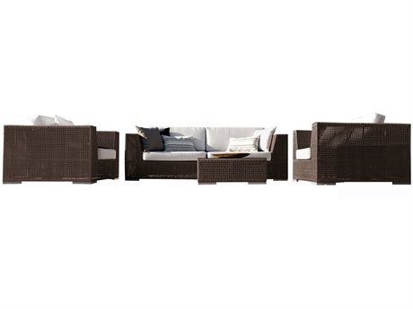 draadloze barst uitrusting Hospitality Rattan Outdoor Soho Java Brown Wicker Cushion Lounge Set |  HP9031323JBP5PCGL