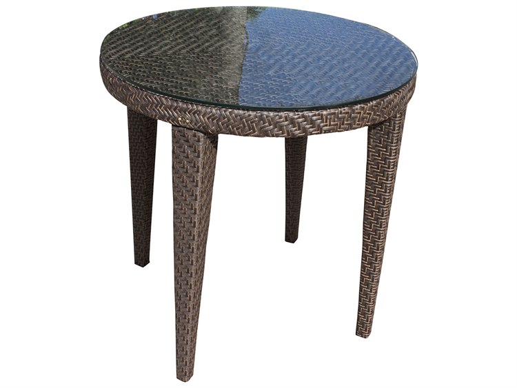 Hospitality Rattan Outdoor Soho Java Brown Wicker 30wide Round Hospitality Rattan Outdoor Soho Java
