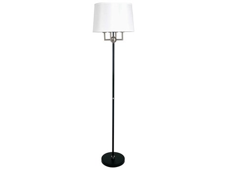 House of Troy Alpine Black Satin Nickel White Floor Lamp