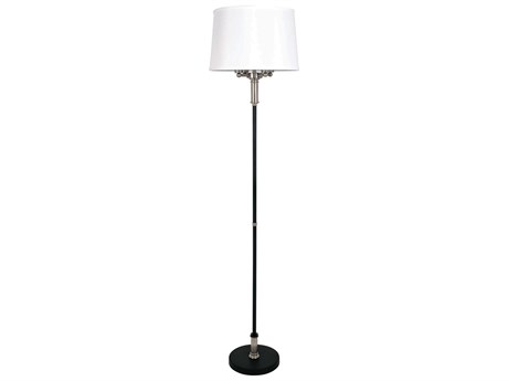 House of Troy Alpine Black Satin Nickel White Floor Lamp