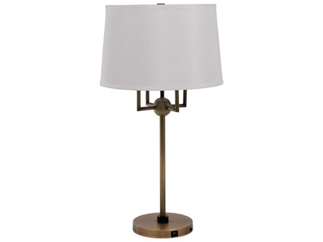 House of Troy Alpine Antique Brass Black White Buffet Lamp
