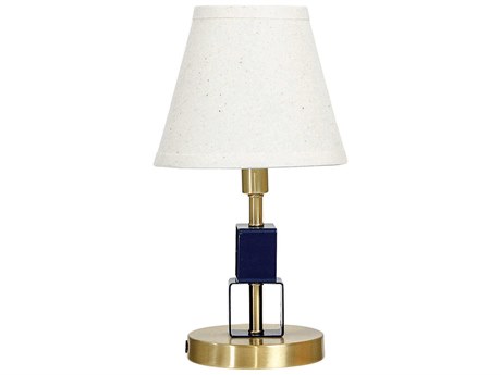 House of Troy Bryson Satin Brass Navy Blue White Crystal Table Lamp