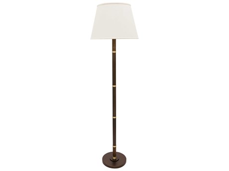 House of Troy Barton Chestnut Bronze Satin Brass Natural Linen Hardback Floor Lamp