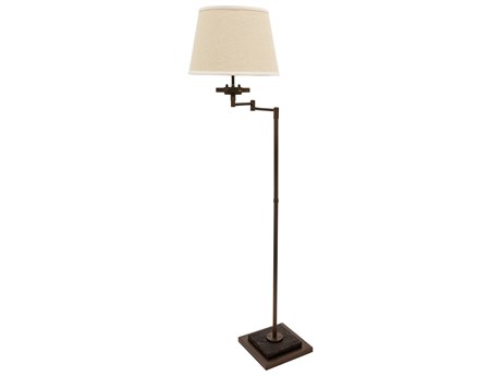 House of Troy Farmhouse Chestnut Bronze Burlap Hardback Floor Lamp