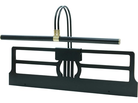 House of Troy Grand Black with Polished Brass Piano Lamp