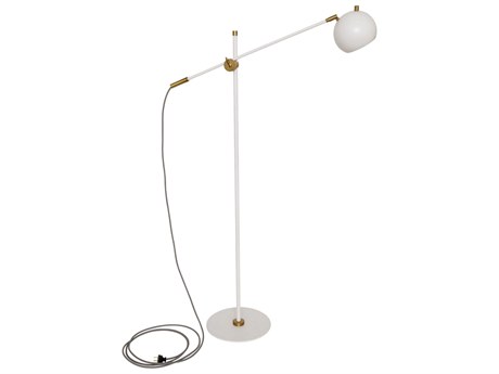 House of Troy Orwell White With Weathered Brass Accents LED Floor Lamp