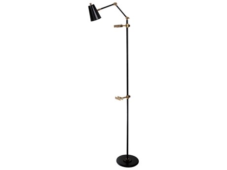 House of Troy River North Black Antique Brass LED Floor Lamp