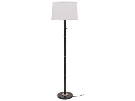 House of Troy Rupert Black With Satin Nickel Accents Floor Lamp