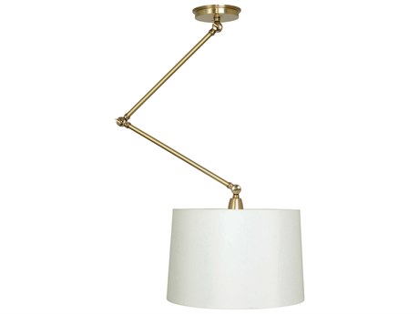 House of Troy Uptown 1-Light Satin Brass Polished White Drum Pendant