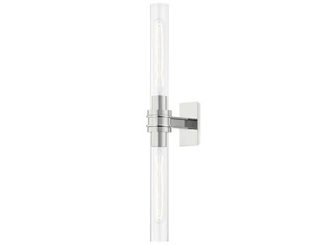 Hudson Valley Oakfield 2-Light Polished Nickel Clear Glass Wall Sconce