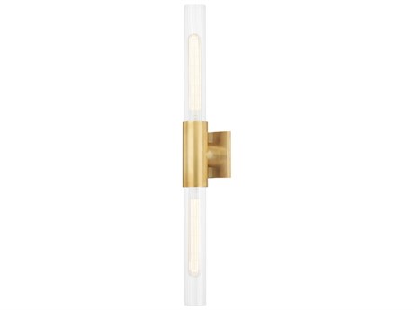 Hudson Valley Asher 2-Light Aged Brass Glass Wall Sconce