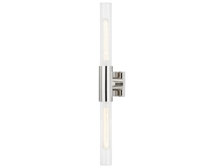 Hudson Valley Asher 2-Light Polished Nickel Glass Wall Sconce