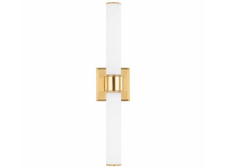 Hudson Valley Mill 2-Light Aged Brass Glass Wall Sconce