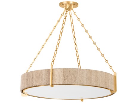 Hudson Valley Quebec 6-Light Gold Leaf Wood Candelabra Drum Chandelier