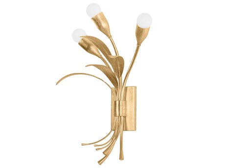 Hudson Valley Bilston 3-Light Vintage Gold Leaf Wall Sconce
