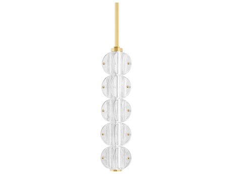 Hudson Valley Lindley 5-Light Aged Brass Etched Glass LED Mini Pendant