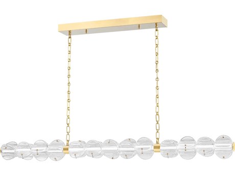 Hudson Valley Lindley 1-Light Aged Brass Etched Glass LED Island Pendant