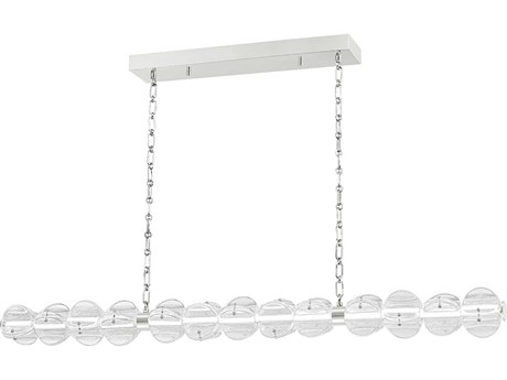 Hudson Valley Lindley 1-Light Polished Nickel Etched Glass LED Island Pendant