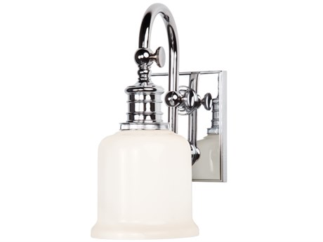 Hudson Valley Keswick 1-Light Polished Chrome Off White Glass Wall Sconce