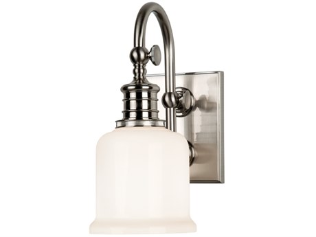Hudson Valley Keswick 1-Light Satin Nickel Off White Glass Wall Sconce