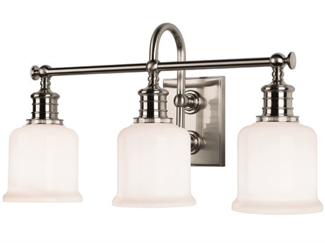 Hudson Valley Keswick 3-Light Satin Nickel Off White Glass Vanity Light