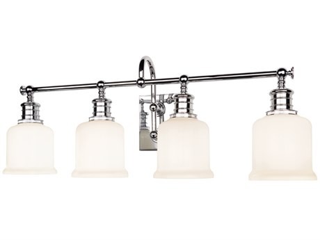 Hudson Valley Keswick 4-Light Polished Chrome Off White Glass Vanity Light