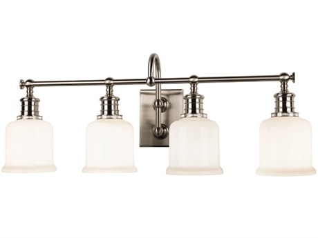 Hudson Valley Keswick 4-Light Satin Nickel Off White Glass Vanity Light