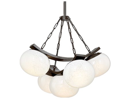Hudson Valley Duxbury 5-Light Distressed Bronze Black Globe Chandelier