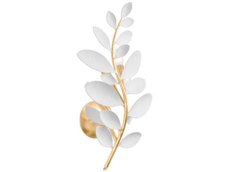Hudson Valley Marabec 3-Light Vintage Gold Leaf White Plaster Brass Wall Sconce