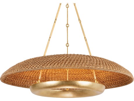 Hudson Valley Oaklyn 6-Light Vintage Gold Leaf Dome Round Pendant