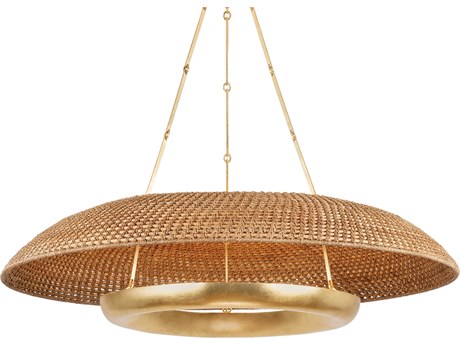 Hudson Valley Oaklyn 6-Light Vintage Gold Leaf Dome Round Pendant