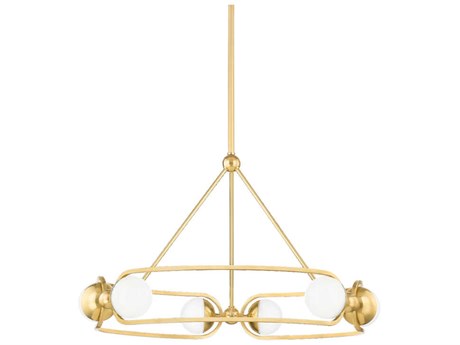 Hudson Valley Hartford 6-Light Aged Brass Glass LED Globe Chandelier