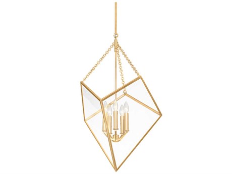 Hudson Valley Brookfield 5-Light Vintage Gold Leaf Glass Geometric Pendant