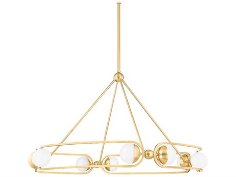 Hudson Valley Hartford 8-Light Aged Brass Glass LED Globe Chandelier