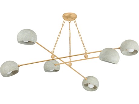 Hudson Valley Turner 6-Light Vintage Gold Leaf Limewash Plaster Linear Sputnik Chandelier